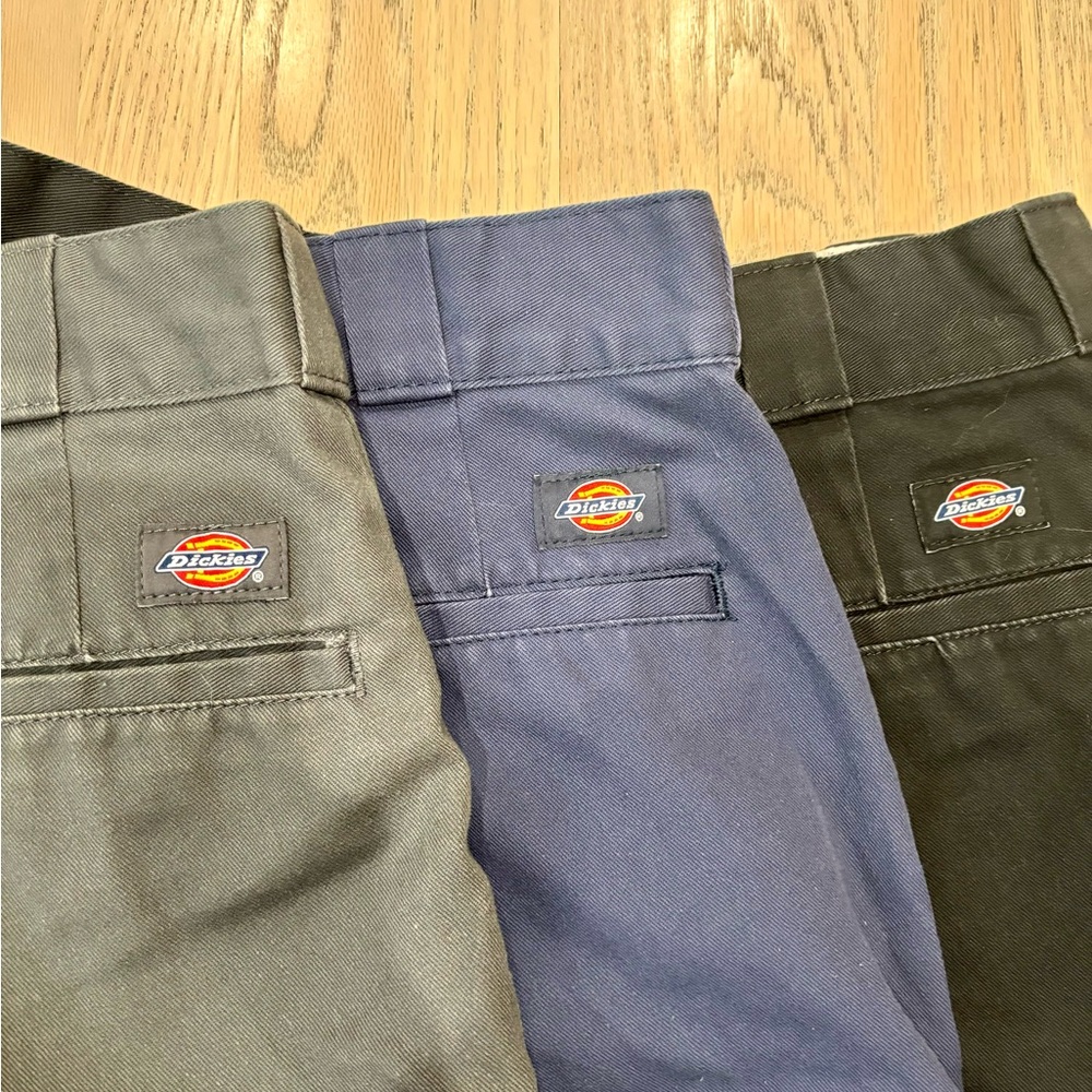 3 pairs Dickies 874 original work pants sz 30 x 34 - black, charcoal gray, navy